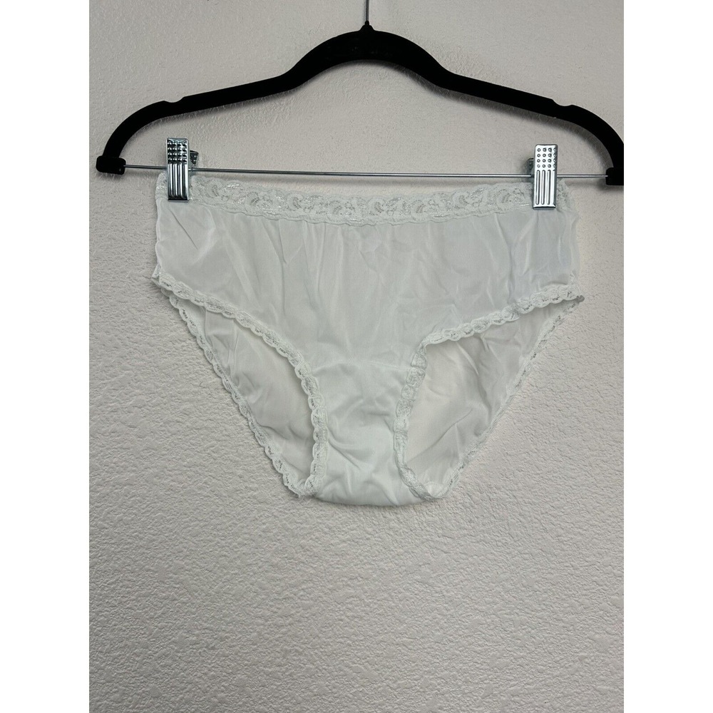 Vintage Dixie Belle 100% Nylon Lace Trim Bikini Panty‎ Panties Briefs White Sz 5